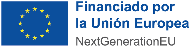 Logotipo de la Unión Europea con el texto "Financiado por la Unión Europea" y "NextGenerationEU", representando el apoyo financiero para proyectos de desarrollo y recuperación.